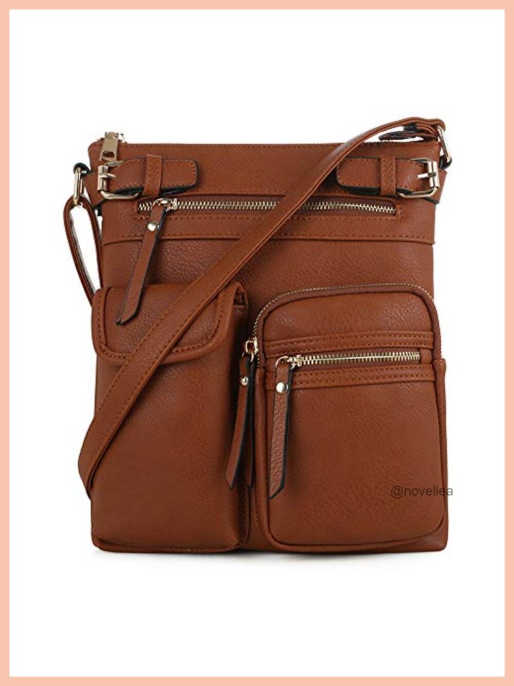 Faux Leather Lightweight Medium Crossbody Bag with Multi Pockets
